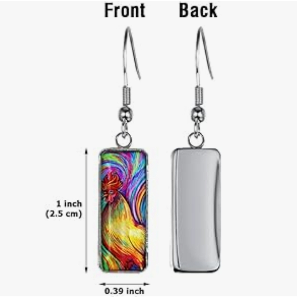 Colorful Rectangular Earrings - Picture 3 of 5